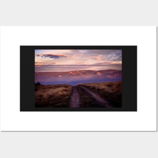 Country road at sunset Posters and Art